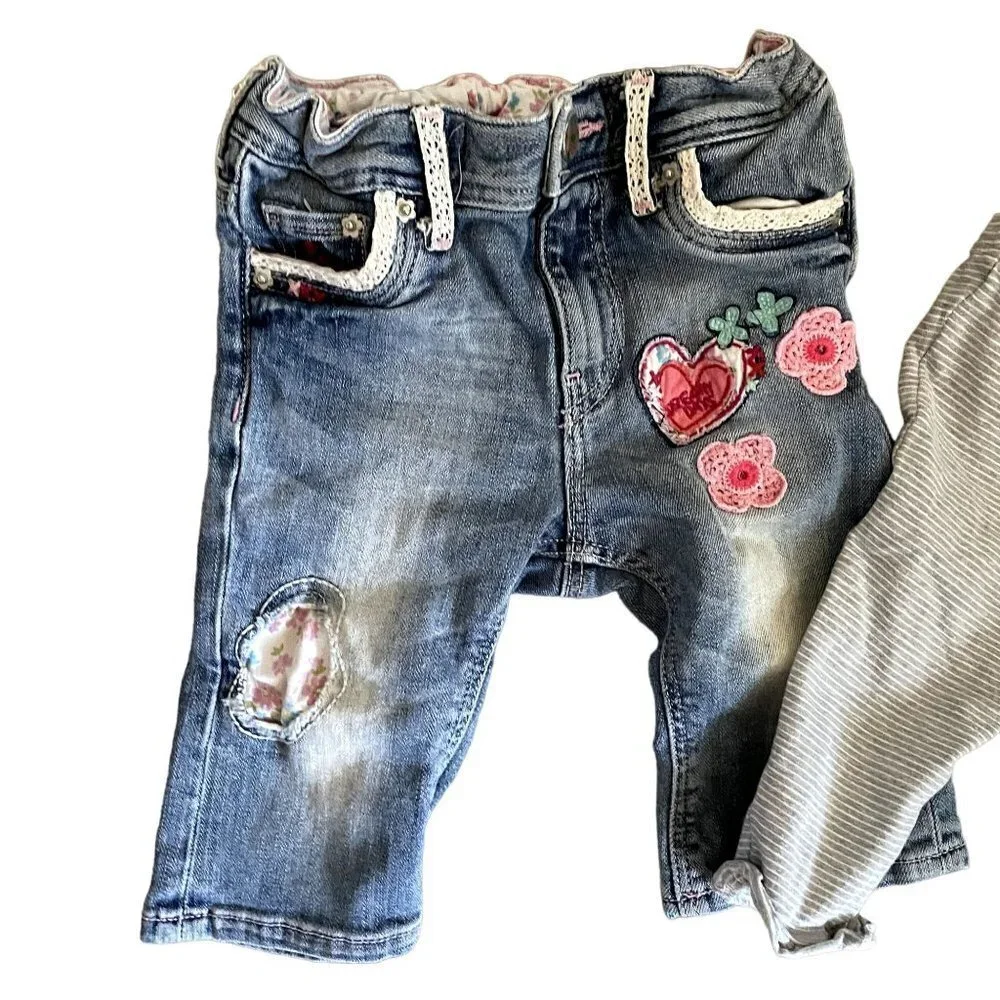 Lot of size 6 months girls clothes jeans, pants comfortable play clothes baby